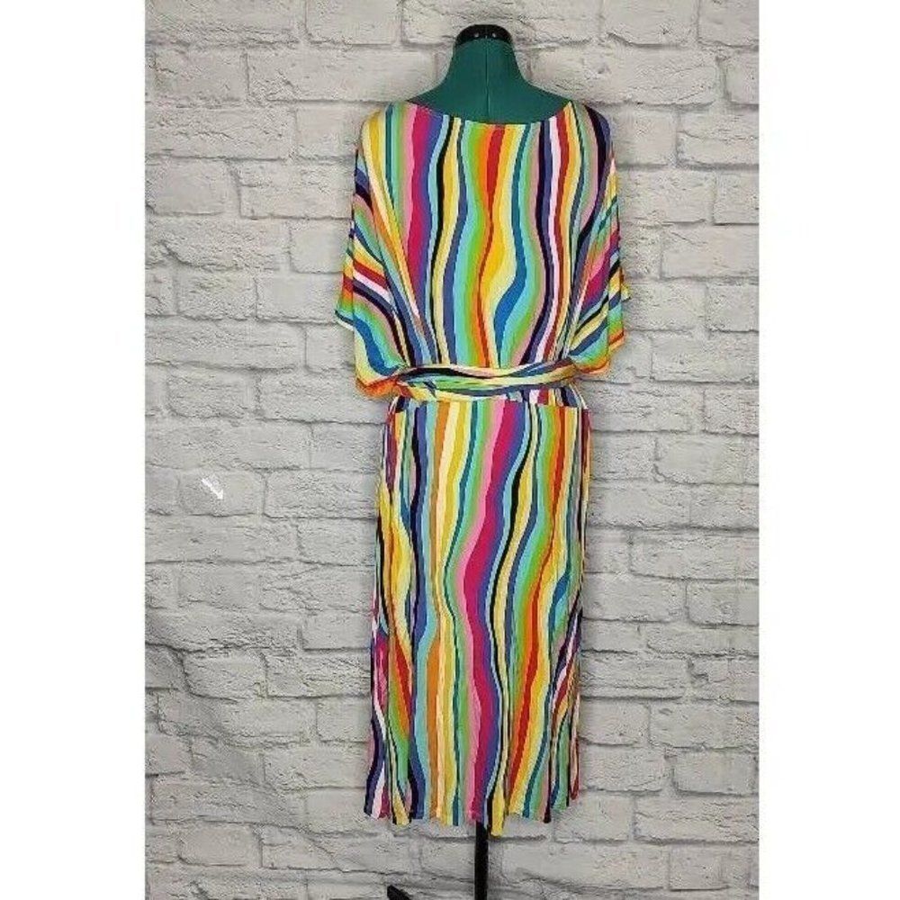 ELOQUII Womens Wrap Around Dress Multicolor Stripe V Neck Pullover Plus size 26 - Picture 3 of 7